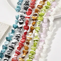 5pcs 15mm Murano Heart Shape Stripe Beads Large Lampwork Crystal Glass Beads for Women Jewelry Bracelet Necklace Accessories