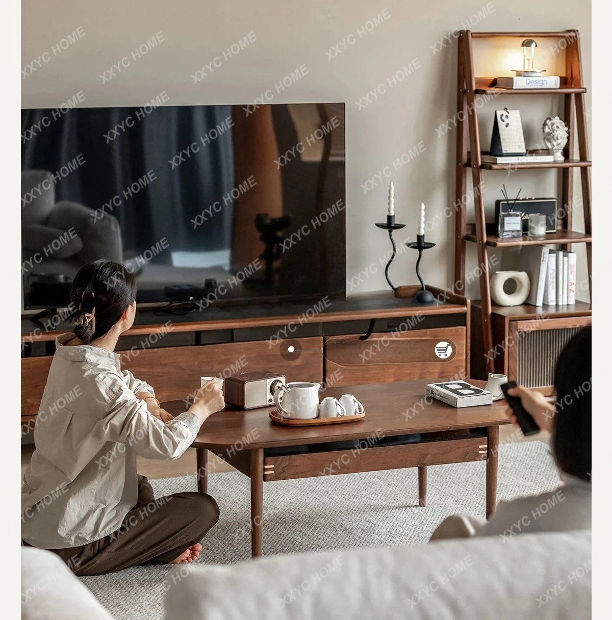 Household low table black walnut Japanese simple tea table small table