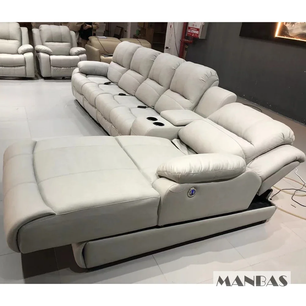 Genuine Leather Manual Electric Recliner Sofa Theater Power Reclining Couch Living Room Cinema Sofas Seating Room Furniture