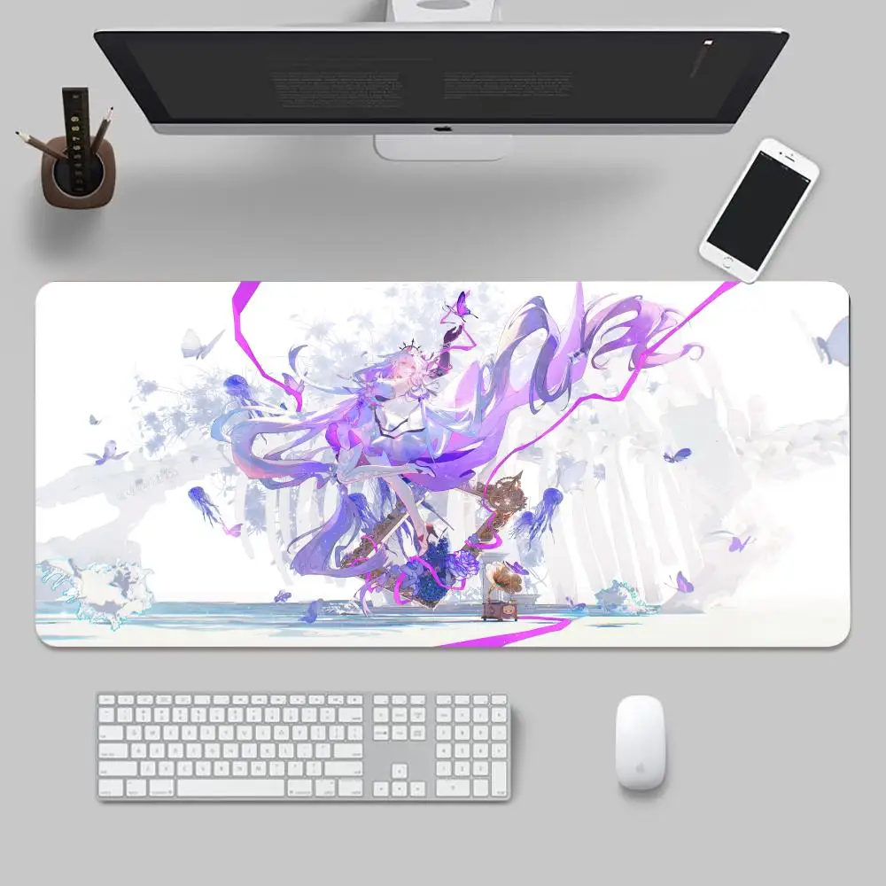 Star Rail Castorice Mouse Pad Keyboard Desk Mats, Kawai Rubber, Non-Slip Desk Mat, XXL90x40cm