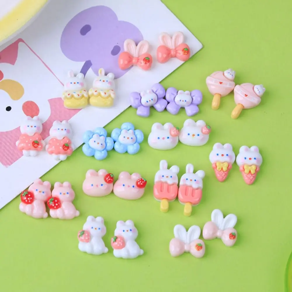 20pcs Cream Gel Resin Rabbit Slime Charms Scrapbooking Flatback for Croc Shoes Accessories Hair Clip Making Colorful DIY Crafts