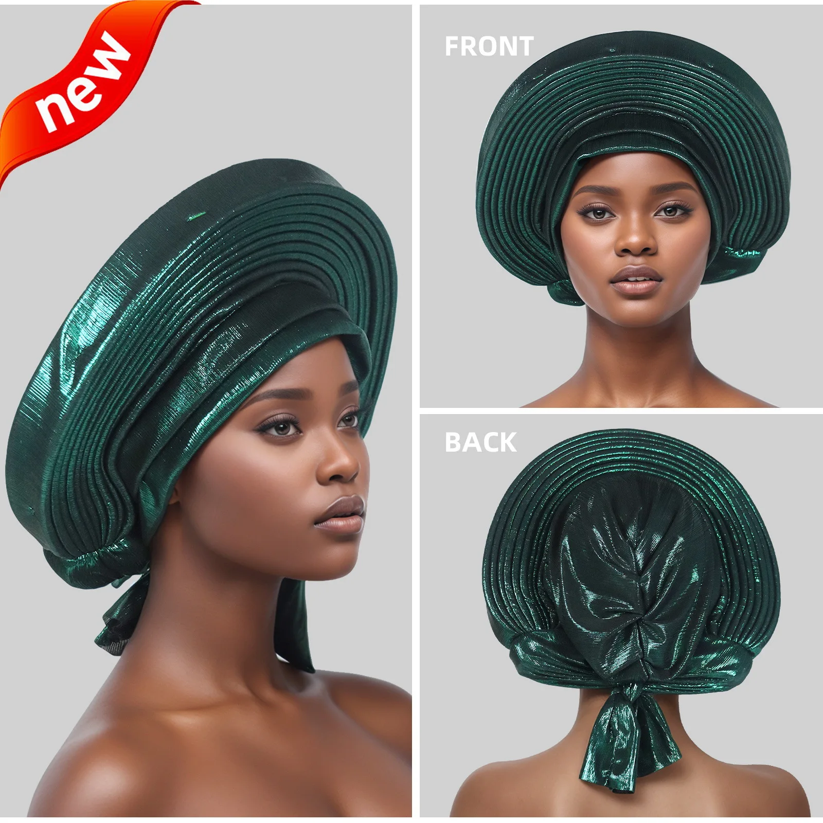 แฟชั่นแอฟริกัน Autogele ผู้หญิง Head Ties Turban หมวกไนจีเรียงานแต่งงาน Gele พร้อมสวมใส่ Headtie Wrap Party Headwear