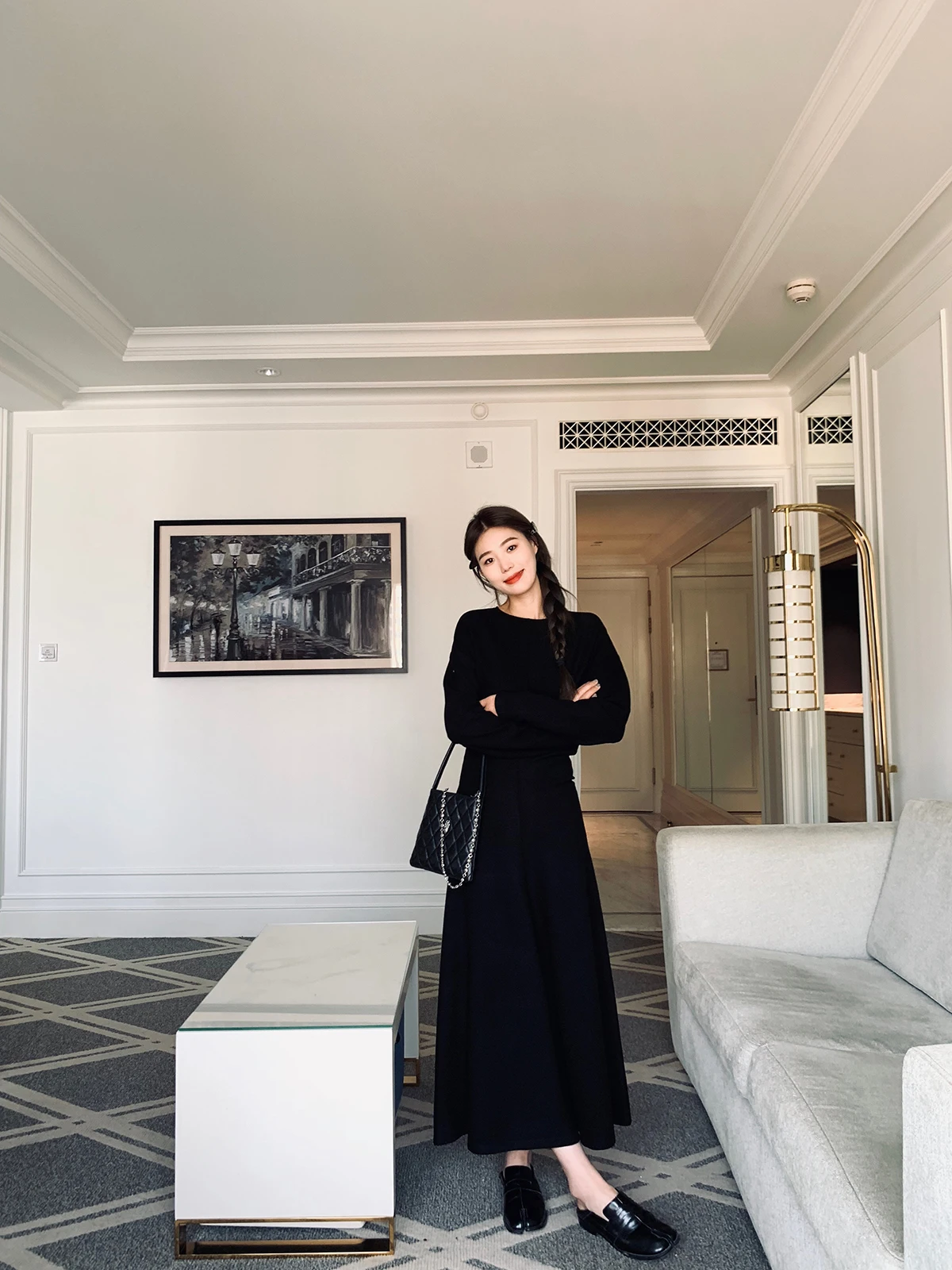 Inner Wear Knitted Bla Dr Women's Autumn Winter Ele Waist-Cinching Midi Dr by Xiao Junnun Britney Beau in Control