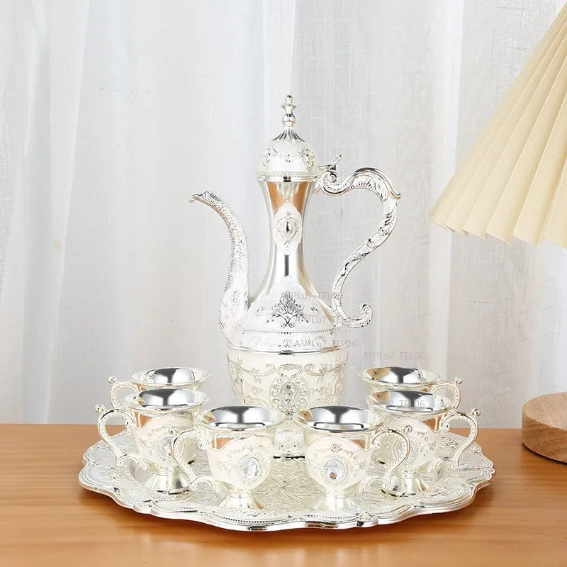 Metal European Wine Set Home Anti Break Liquor Glass Creative Wedding Prop High End Retro Small Cup