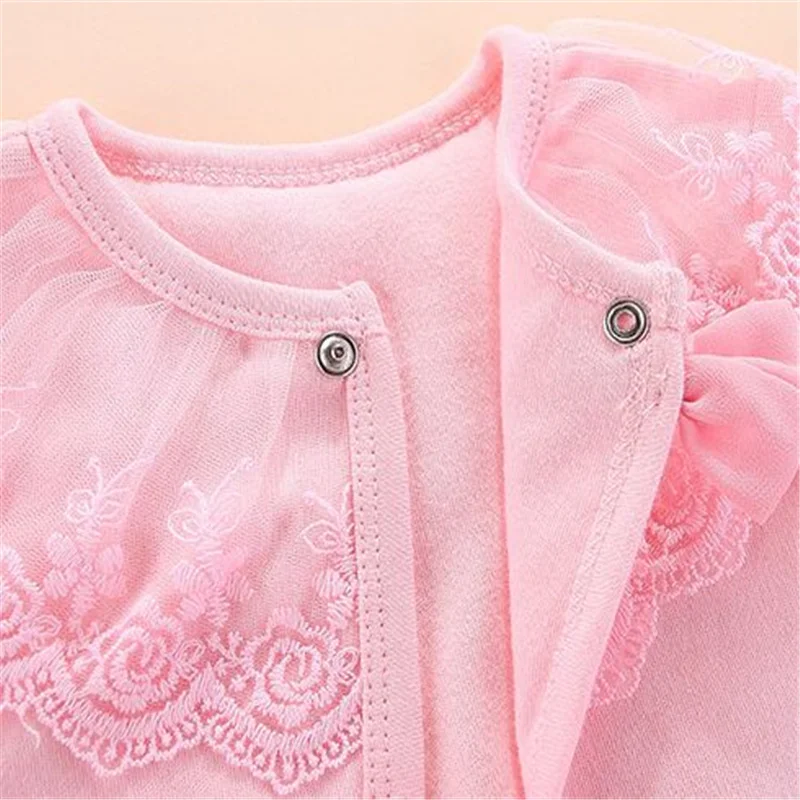 0-12M Spring Newborn Baby Girls Coat Cotton Lace Infant Clothes Princess Wedding Birthday Party Toddler Outwear 2024 Clothing