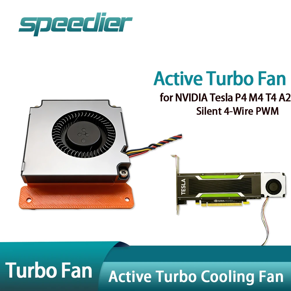 For NVIDIA Tesla P4 M4 T4 A2 GPU Graphics Card Modification Active Turbo Cooling Fan Mute 4-wire PWM