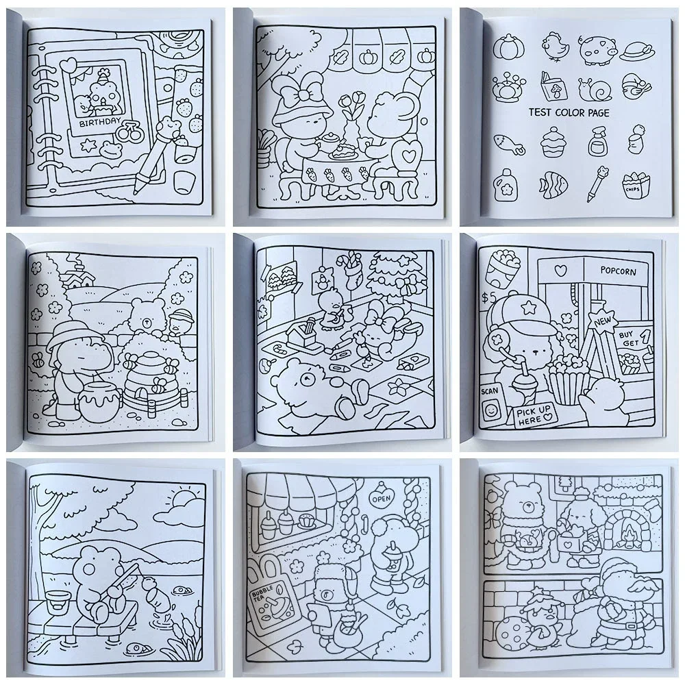 10가지 유형의 색칠 공부 책 COZY FRIENDS 성인과 청소년을 위한 색칠 공부 책, 스트레스 해소 색칠 공부 책 선물용