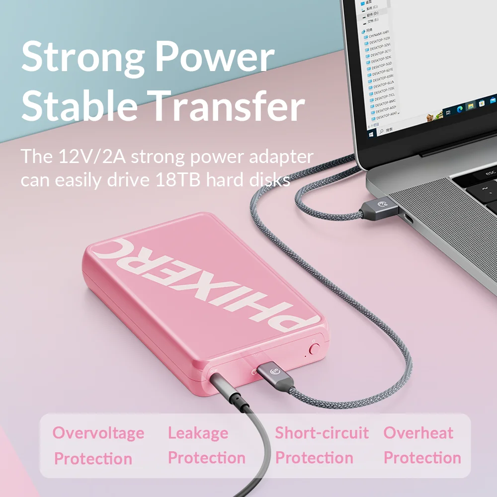 PHIXERO MicroB USB3.0 2.5" External Storage HDD Case SATA 6Gbps HDD SSD Hard Drive Enclosure Support UASP for PC Laptop Notebook