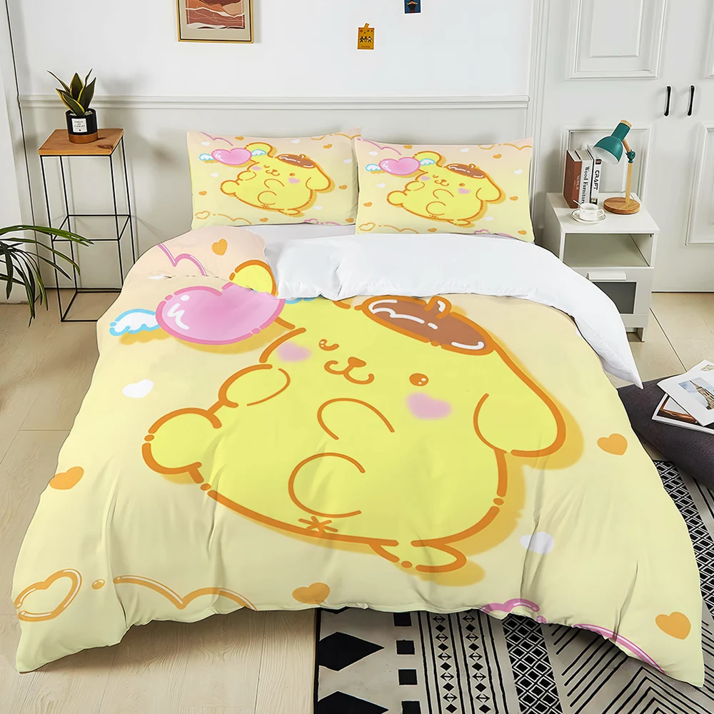 All Sanrio Characters Printed Bedding Set 3PC 1 Duvet Cover 2 Pillowcases Adult and Children Warm Soft Bedding Set Luxury Gift