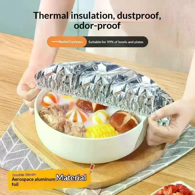 Elastic Stretch Aluminum Foil Food Covers 100Pcs Disposable Fresh Keep Lids for Picnic Camping Food Storage