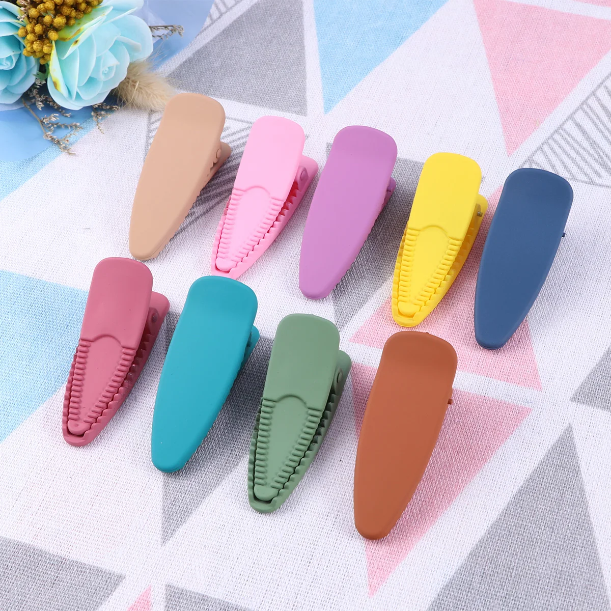 

9pcs Candy Color Fringe Hair Clips Polish Bobby Pins Snap Hairpin For Girls Women Mixed Color Headwear Accessories