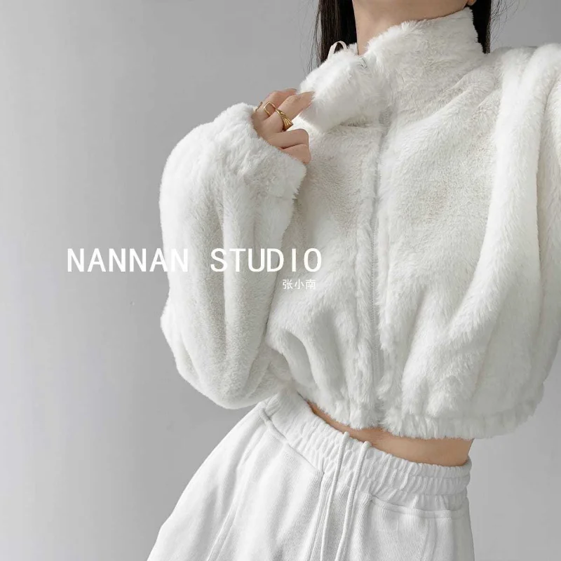 Giacca corta a vita alta da donna Top maglione cardigan autonomo