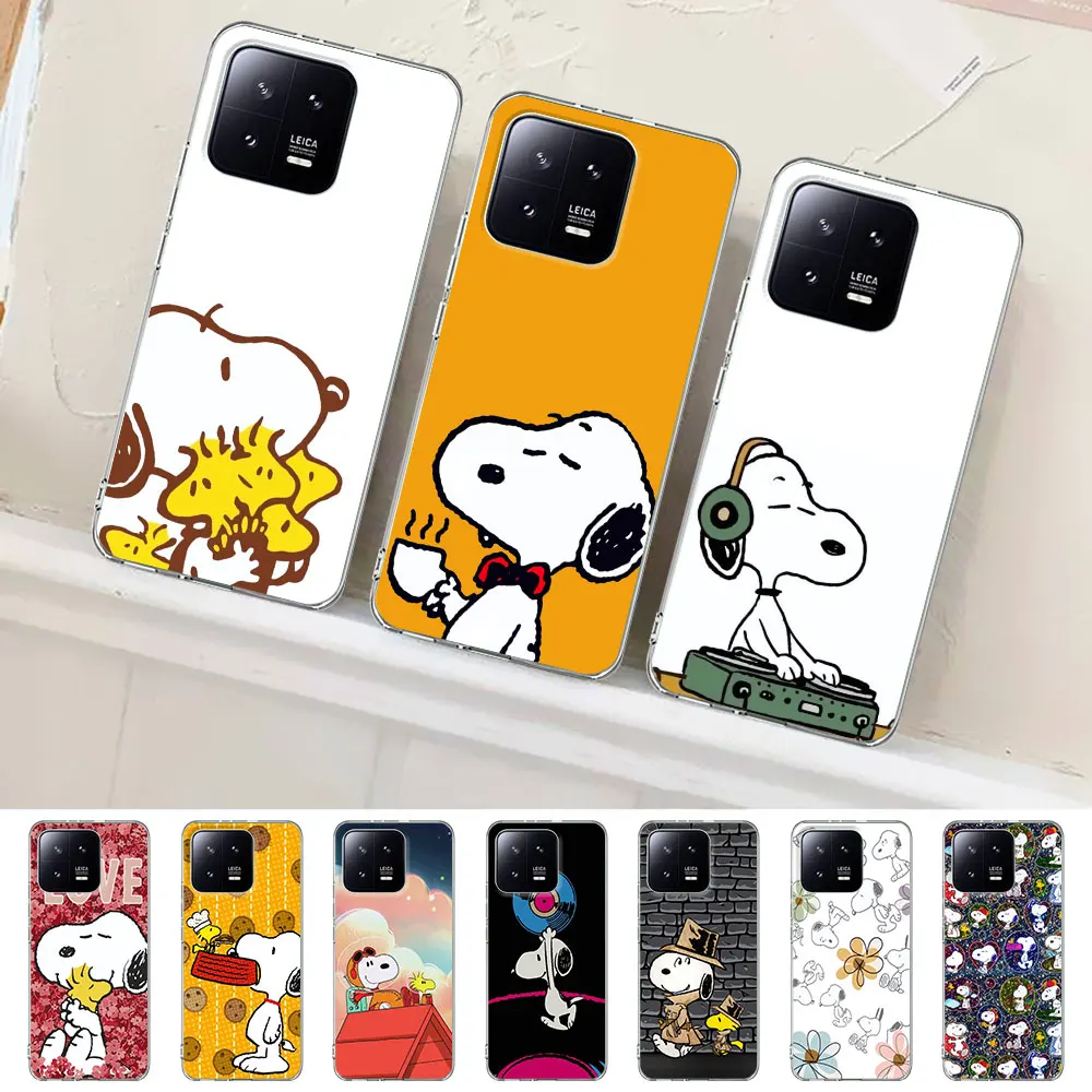 Cute Cartoon S-Snoopys Phone Case for Xiaomi Mi 11 9 9T 13 12 12T 11i A2 11T 12X 10 8 10T Pro 5X A1 6X A3 Lite Transparent Cover