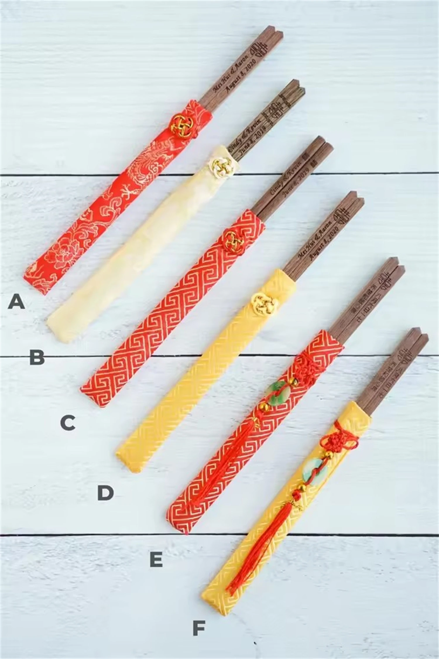 Personalized Chopsticks with Silk Pouch | Engraved Chopsticks | Chinese Wedding Favors | Custom Chopsticks Gifts | Wedding Party - view 5