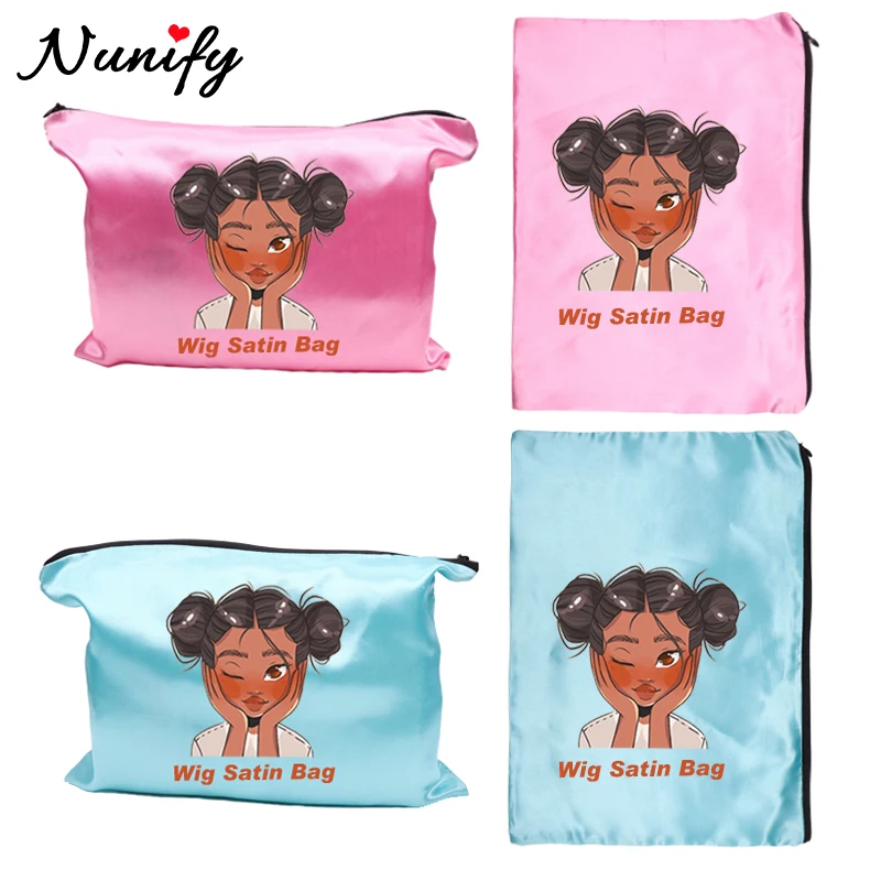 

Custom Logo Wig Packaging Bags For Hair 25x35Cm Satin Zipper Bags For Multiple Wig 20Pcs Bulk Bundle Packaging For Hair Business