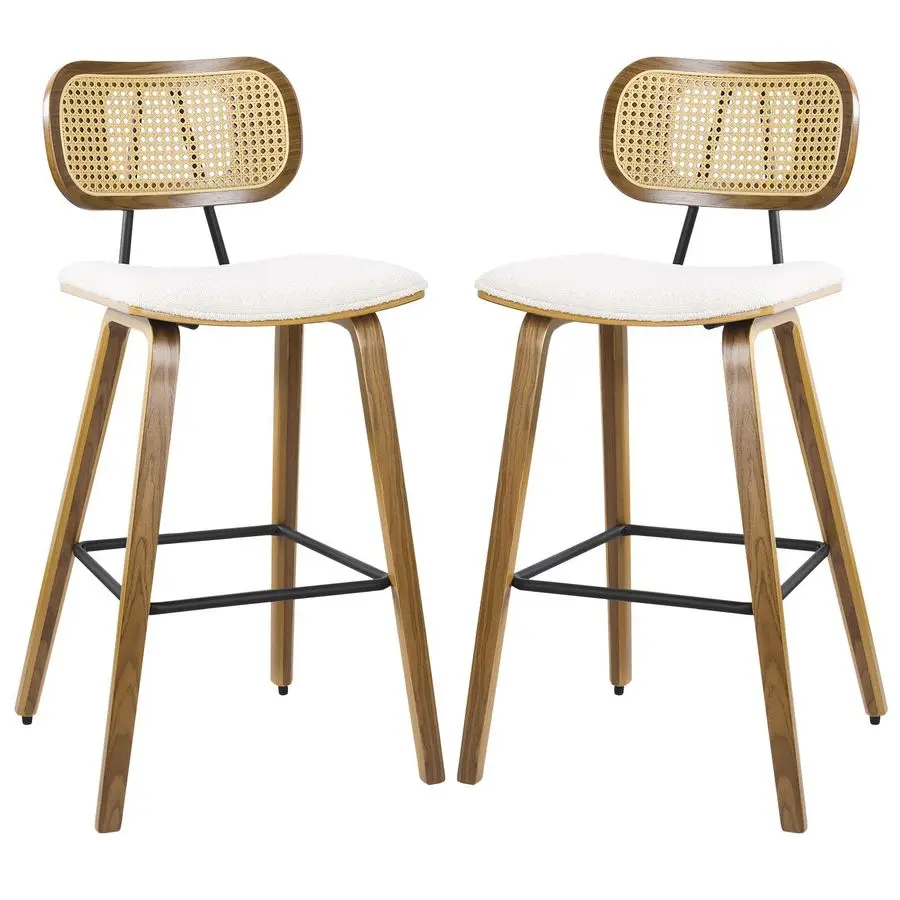 

Комплект из 2 барных стульев для кухонного острова, в стиле Mid-Century Modern, деревянные стулья для кухни, 26 дюймов, с обивкой из ткани букле