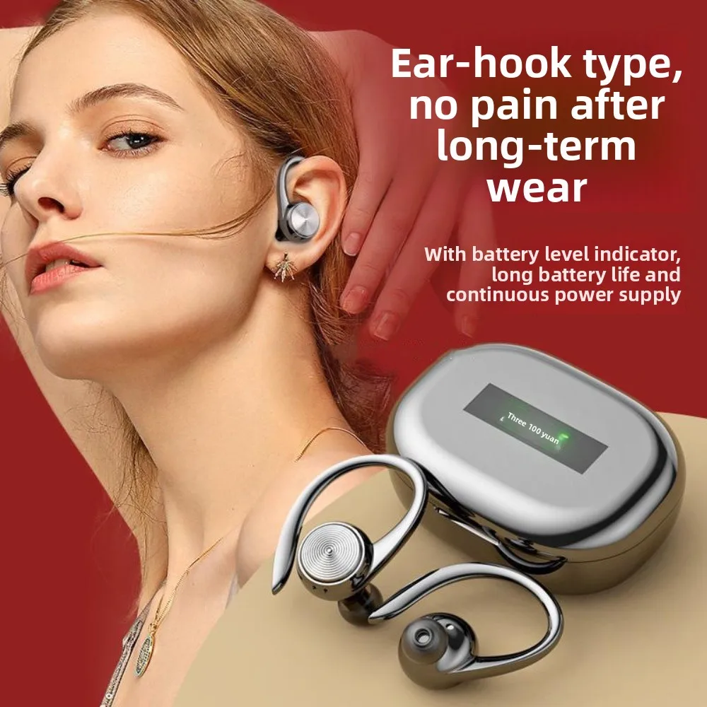 Hook-on Wireless Bluetooth Earphone Digital Display Stereo Wireless Earphones Bilateral Long Standby Bluetooth Headset Sports
