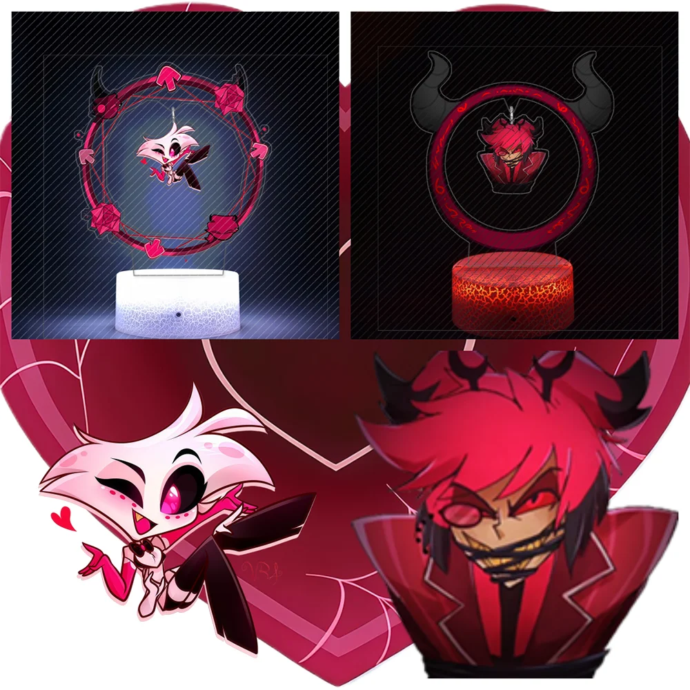 

Acrylic Anime Cartoons Standee Lamp for Hazbin Hotel Angel Dust Alastor 7 Color Bedroom Atmosphere Creativity Gift Decoration