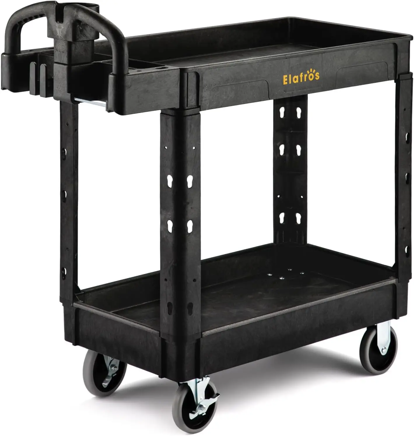 

Utility Cart with Ergonomic Handle and Built-in Tool Compartments - 37.5" x 17" Work Cart W/Deep Shelves Safely Holds up