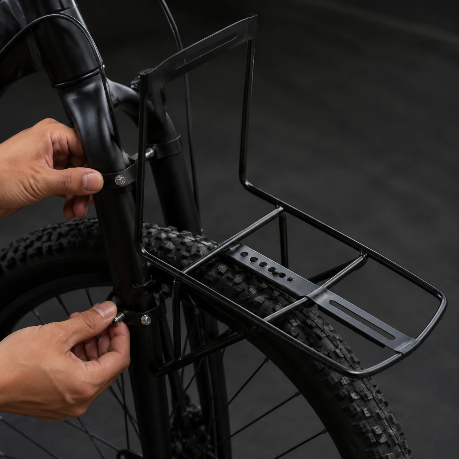 Cycle Front Rack with Cylindrical Platform Steel Iron Front Bike Rack with Mounting Rods Stable Sleek for Everyday Hauling