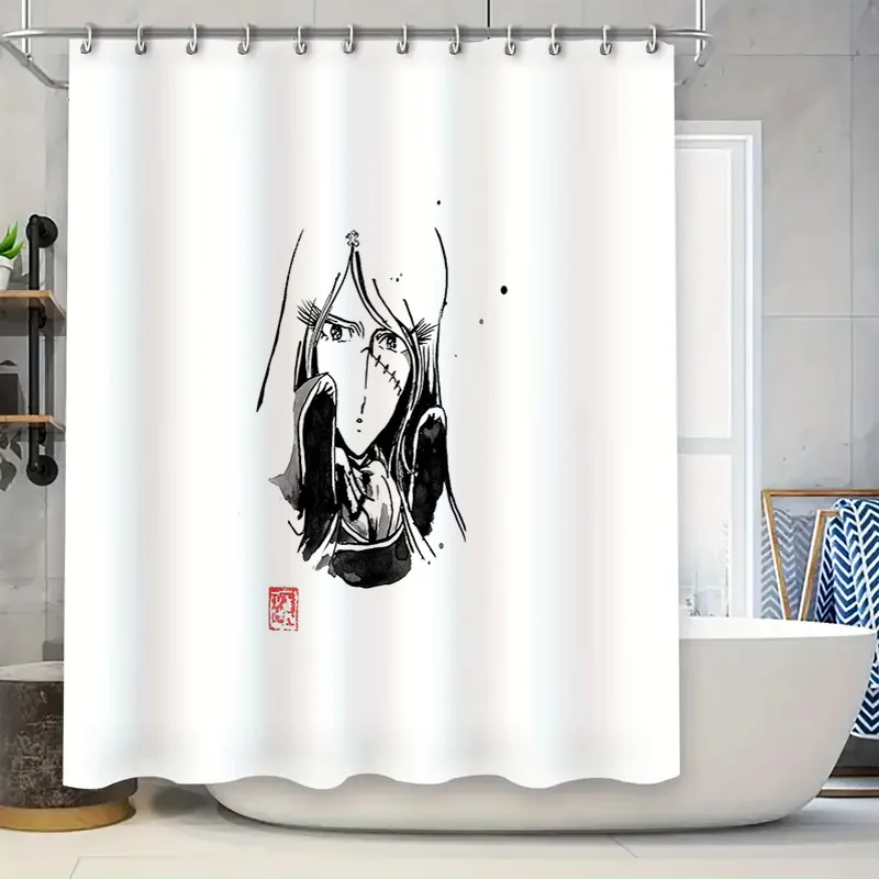 Anime Girl Shower Curtain Japanese Kawaii Decor Cute Manga Bathroom Set Artistic Home Decor Vanlife Room Divider Wall Tapestry