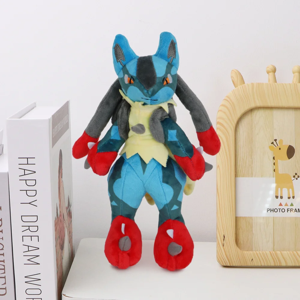 Pokémon Lucario Riolu Brinquedo de pelúcia, Boneca macia, Super Mega Lucario, Evolution Version, Dia das Bruxas, Presentes de Natal, Amarelo