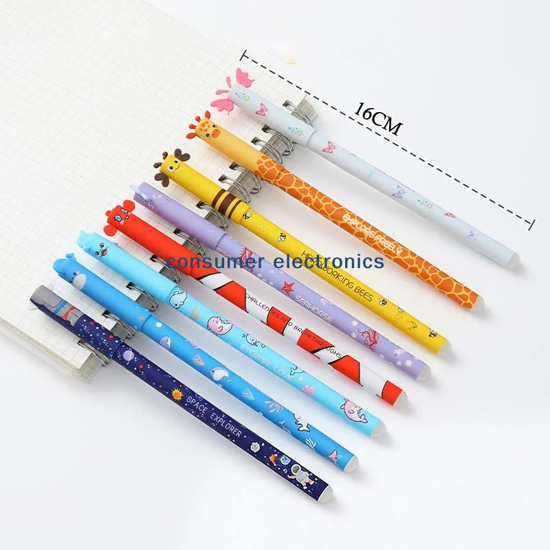 

portable8Pcs Animal Shaped Erasable Gel Pens Cute Cartoon Writing Tools Smooth Ink for School Office Journaling Supplies