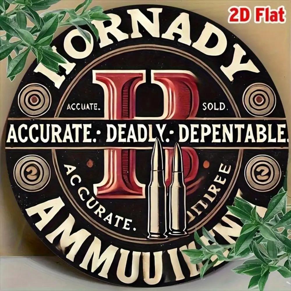 Hornady Ammo Bullet Tin Sign - Vintage Durable Metal Plaque Wall Decor, Retro Gun Room Bar Man Cave Home Wall Art