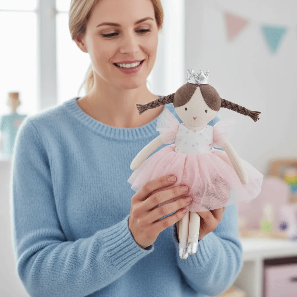 Mate Pink Color Ballet Girl Princess Crown High Quality Stuffed Soft Girl Shape Long-legged Stuffed Infants