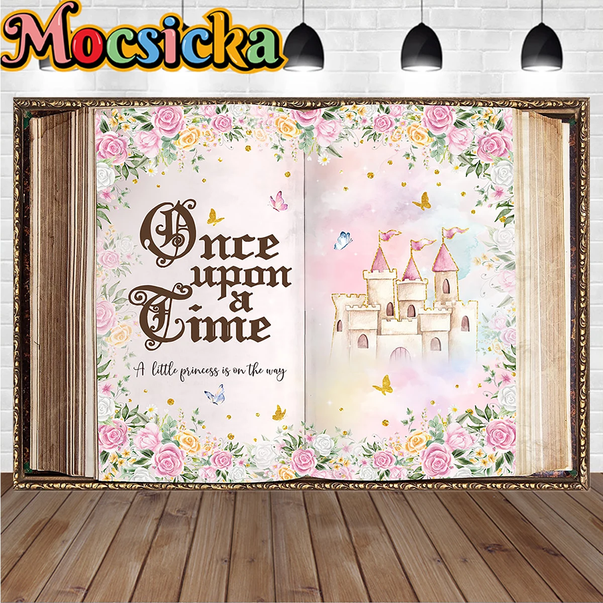 Fondo de Castillo de cuento de hadas de ensueño, era una vez, dulce princesa, fiesta de cumpleaños, telón de fondo de flores, mariposa, niña, utilería para espectáculo de bebés