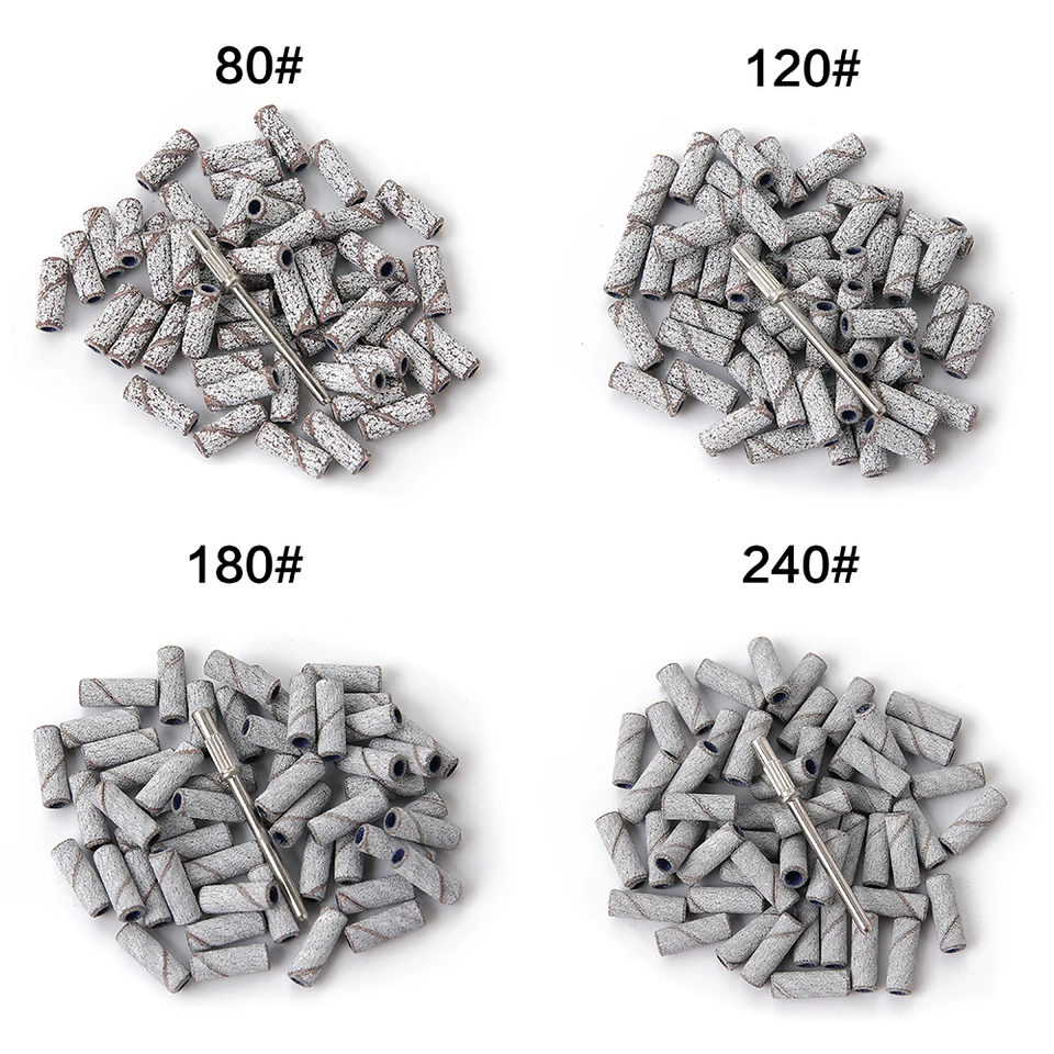 Set de 50/100 piezas de bandas de lijado pequeñas de 3mm para torno de uñas, fresado y manicura de salón, granos 80/120/180/240, accesorio de papel de lija 6