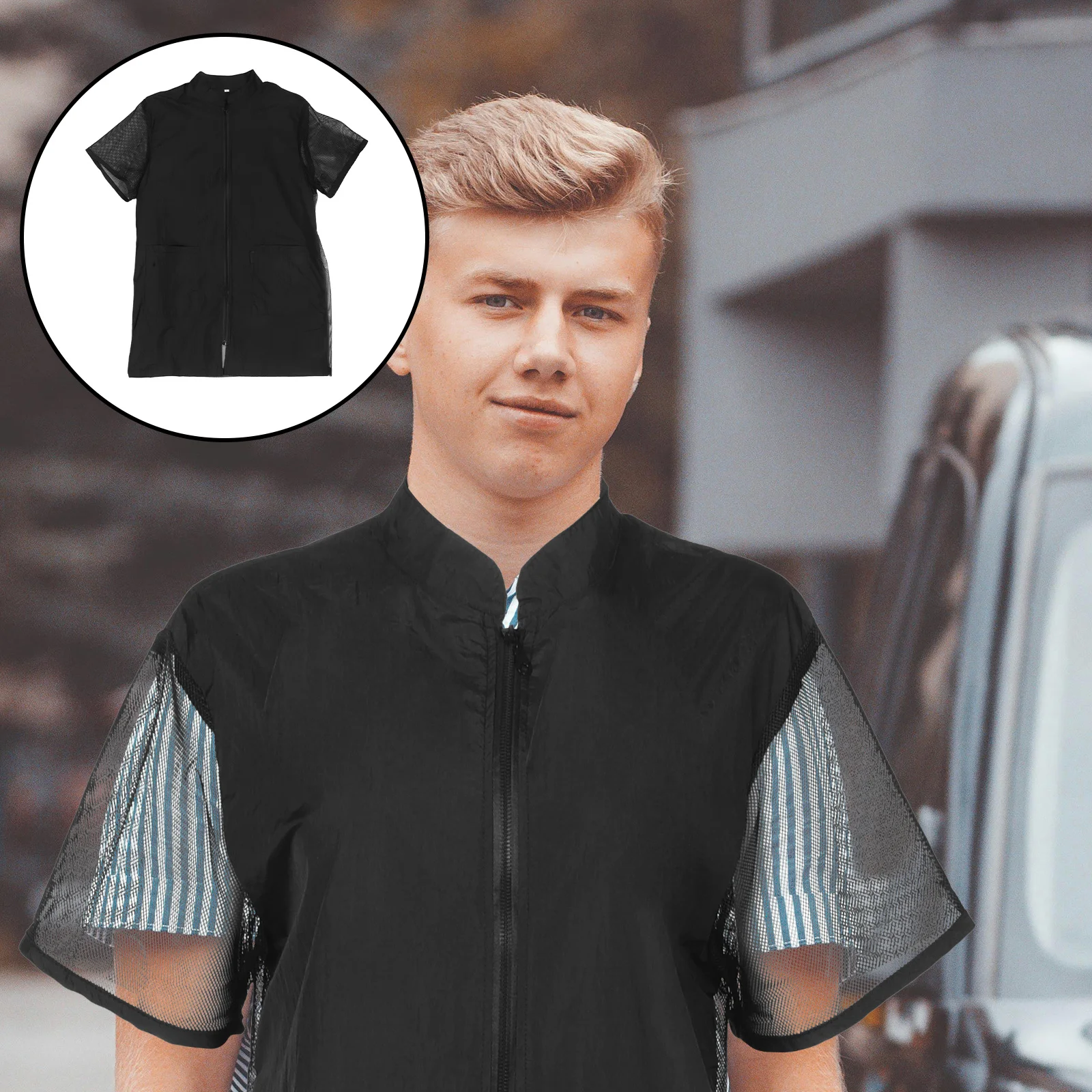 

Pet Grooming Apron Breathable Mesh Size L Lightweight Hair Stylist Smock Full Coverage Outfit for Spring Summer