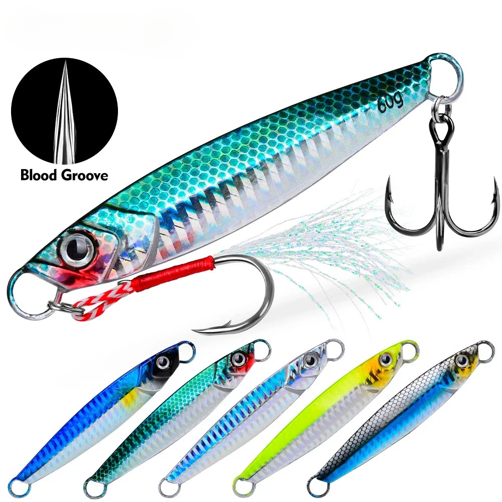 DRAGER Metal Jig 30g 40g 60g Shore Casting Jigging Spoon Sea Cast Fishing Lures Double hooked lead fish Artificial Bait Tackle