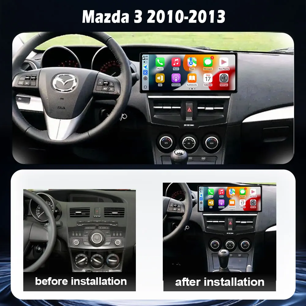 Android 16 Navigation GPS For Mazda 3 2010-2013 Car Radio Lntelligent Multimedia Player Auto Wireless Carplay WIFI