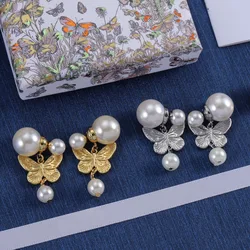 Butterfly Pendant Earring Classic Designer Jewelry Fashion Pearl Butterfly Design Jewelry Luxury Women's Earrings Christmas Gift