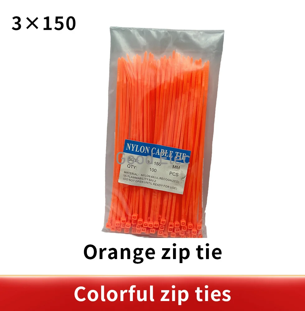 100pcs Colorful 3*150mm width 2.5mm Factory Standard Self-locking Plastic Nylon Cable Ties,Wire Zip Tie