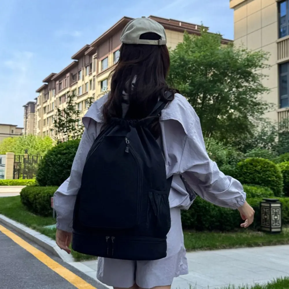 

2 Rackets Tennis Racket Backpack with Shoes Pocket Waterproof Gym Pack Large Capacity Drawstring Closure Drawstring Fitness Bag