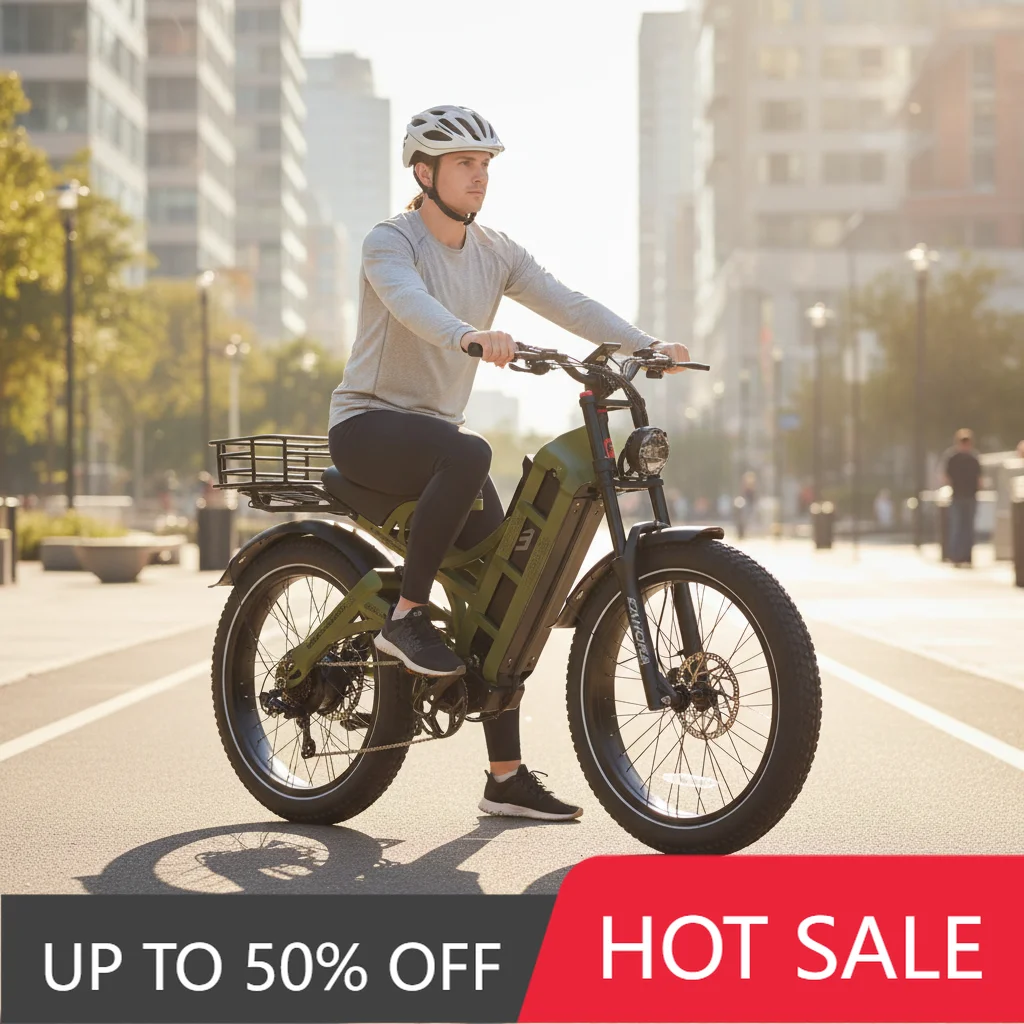 

Электрический горный велосипед JYF с двумя двигателями по 250 Вт, аккумулятором 60 Ач, 48 В, интеллектуальным управлением через приложение и широкими шинами — хит продаж