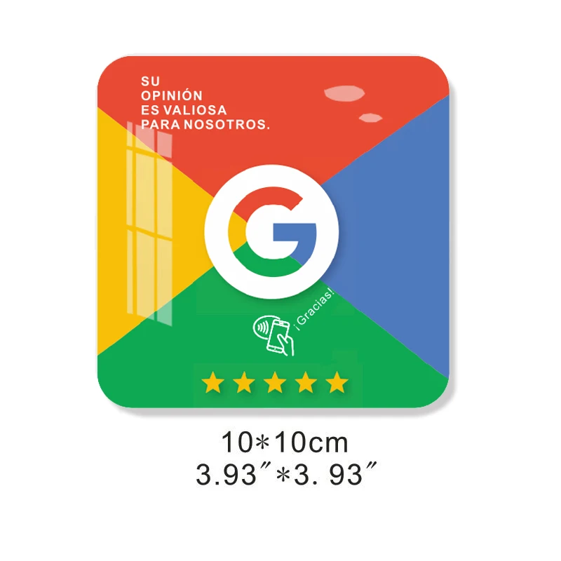 NFC Acrylic Plates Adhesive Spanish French Germany Italian English Language NFC Card Simple with Google Review Waterproof