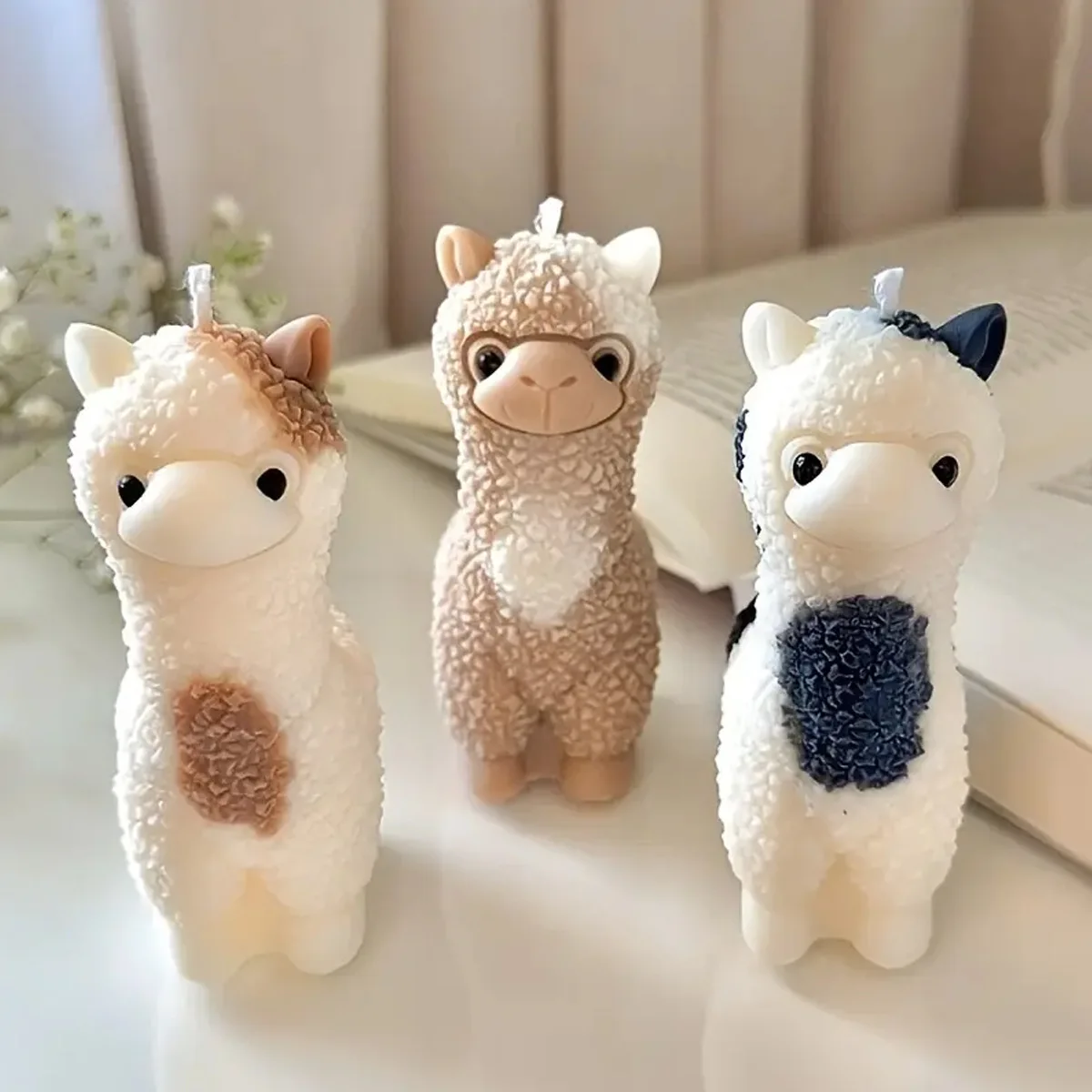 Molde de vela de silicone de alpaca fofo, ovelha, animal, gesso, resina de cimento, artesanato, molde de fundição, suprimentos de decoração de casa, presente