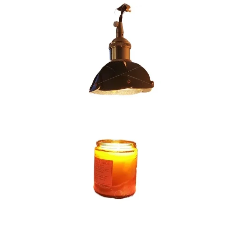 Retro solid wood aromatherapy bedside wax melting lamp, living room no fire ornament candle lamp, bar atmosphere table lamp