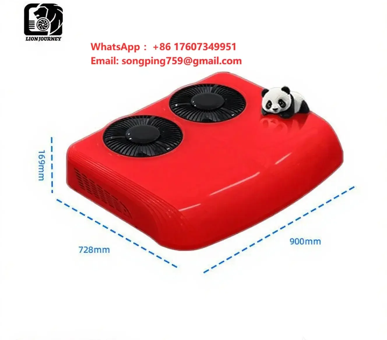 24V Powerful  Red Dual Fan Roof Top Electric Parking Air Conditioner for Car Truck Camper RVs