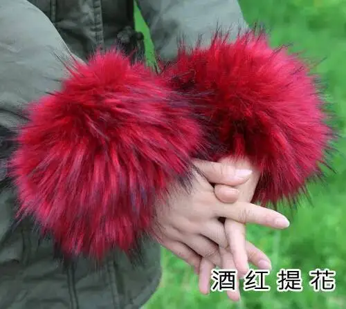 Faux Fur Cuff Warmer Lady Natural Fur Sleeves For Women Furry Luxury Jackets Oversleeve High Quality Wrist Wristbands