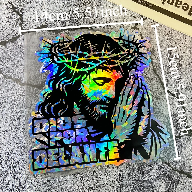 DIOS POR DELANTE autocollants de moto effet de carbone holographique imperméable pour carénage avant de moto bricolage autocollant en vinyle pour fenêtre de voiture