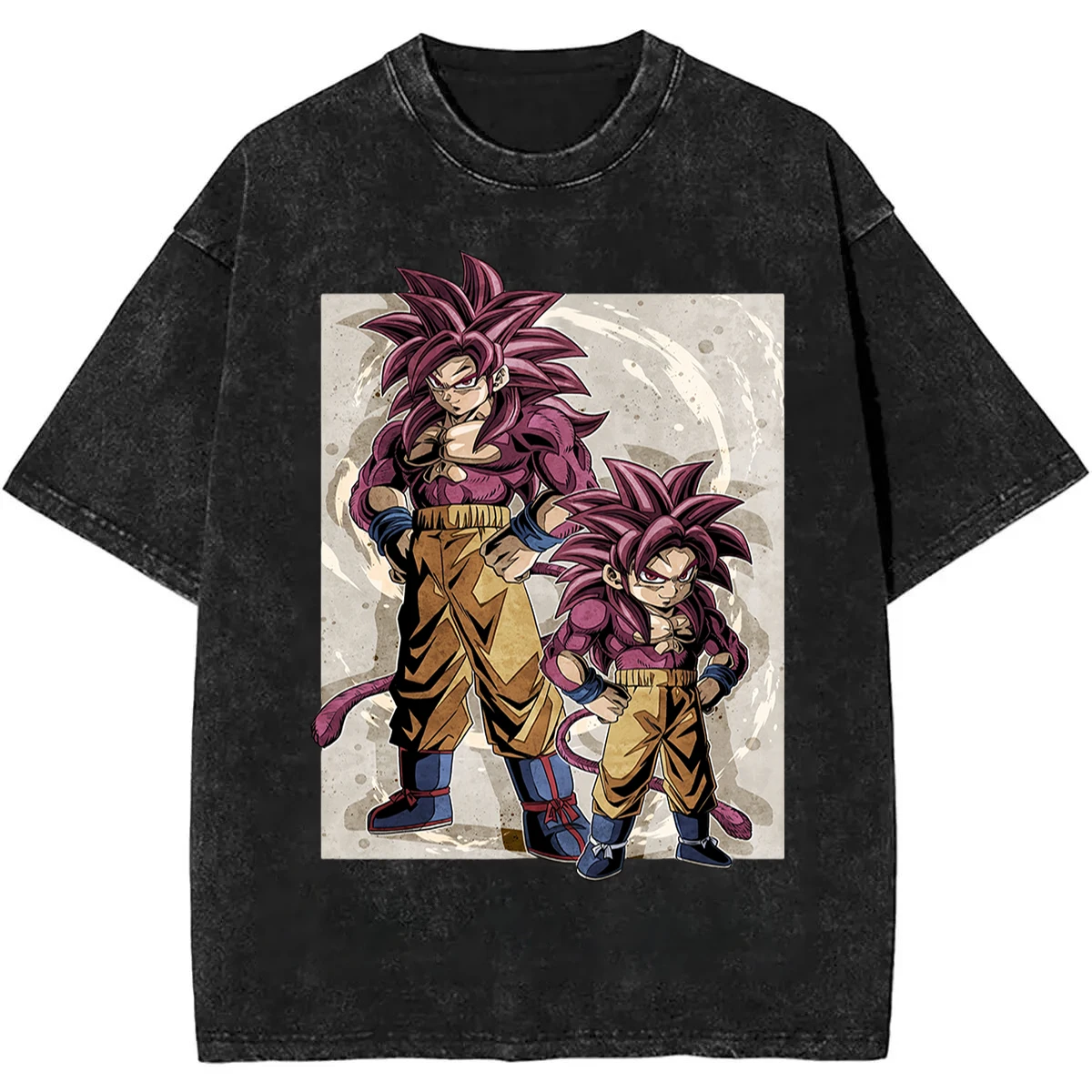 

2026 Summer Dragon Ball Washed Vintage T-Shirt Men's and Women's Cotton Streetwear Oversized Unisex Anime Print Casual Daily Top