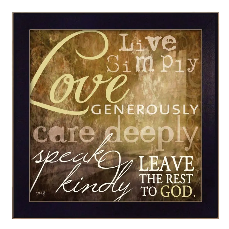 

"Live Simply" By Marla Rae, Printed Wall Art, Ready To Hang Framed Poster, Black Frame