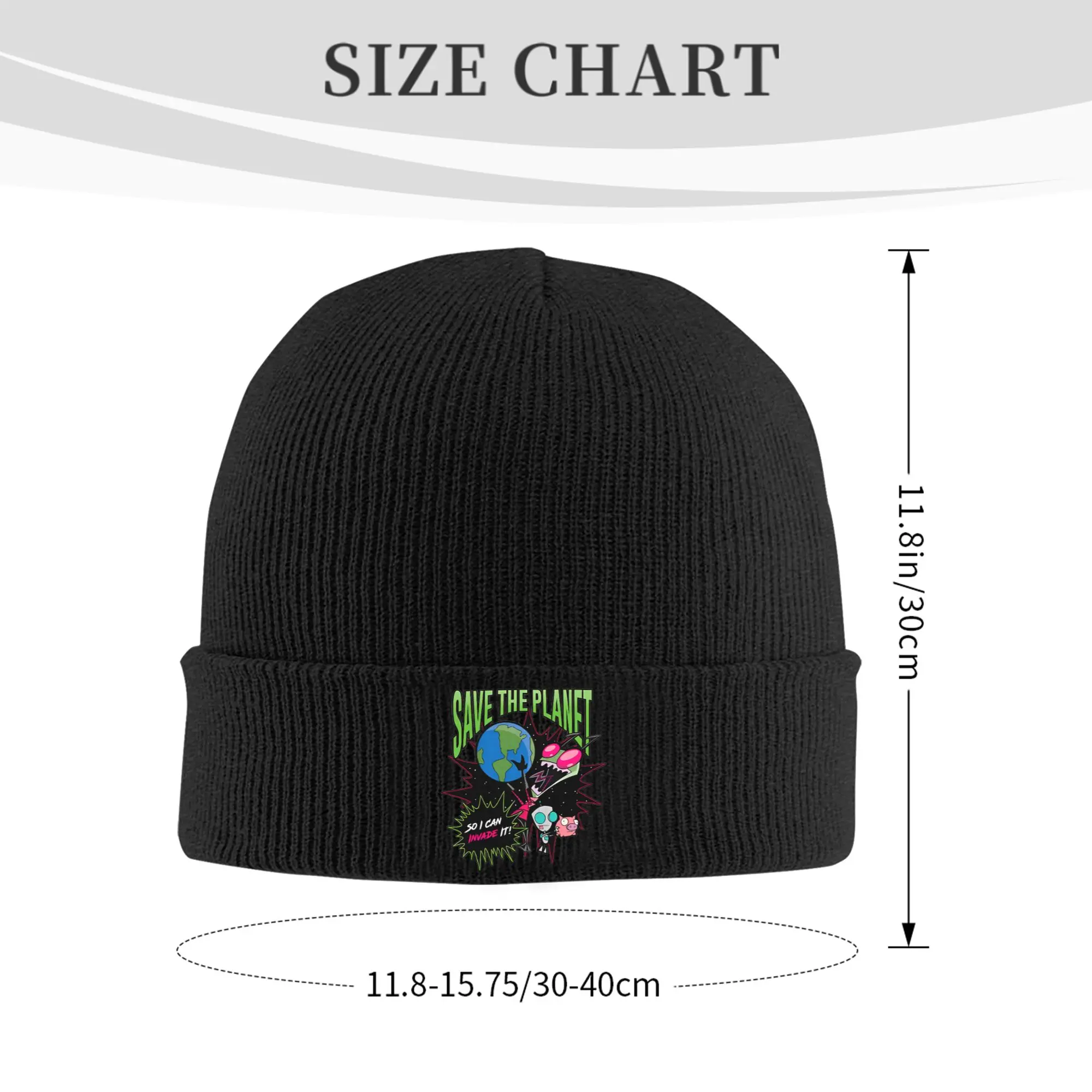 Invaders Zims Earth Day Knitted Hat for Women Men Beanies Autumn Winter Hats Acrylic  Warm Caps