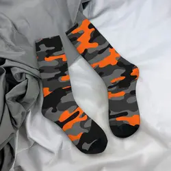 Orange Military Camouflage Socks Men's Women's Casual Army Camo Socks Harajuku Spring Summer Autumn Winter Socks Gift