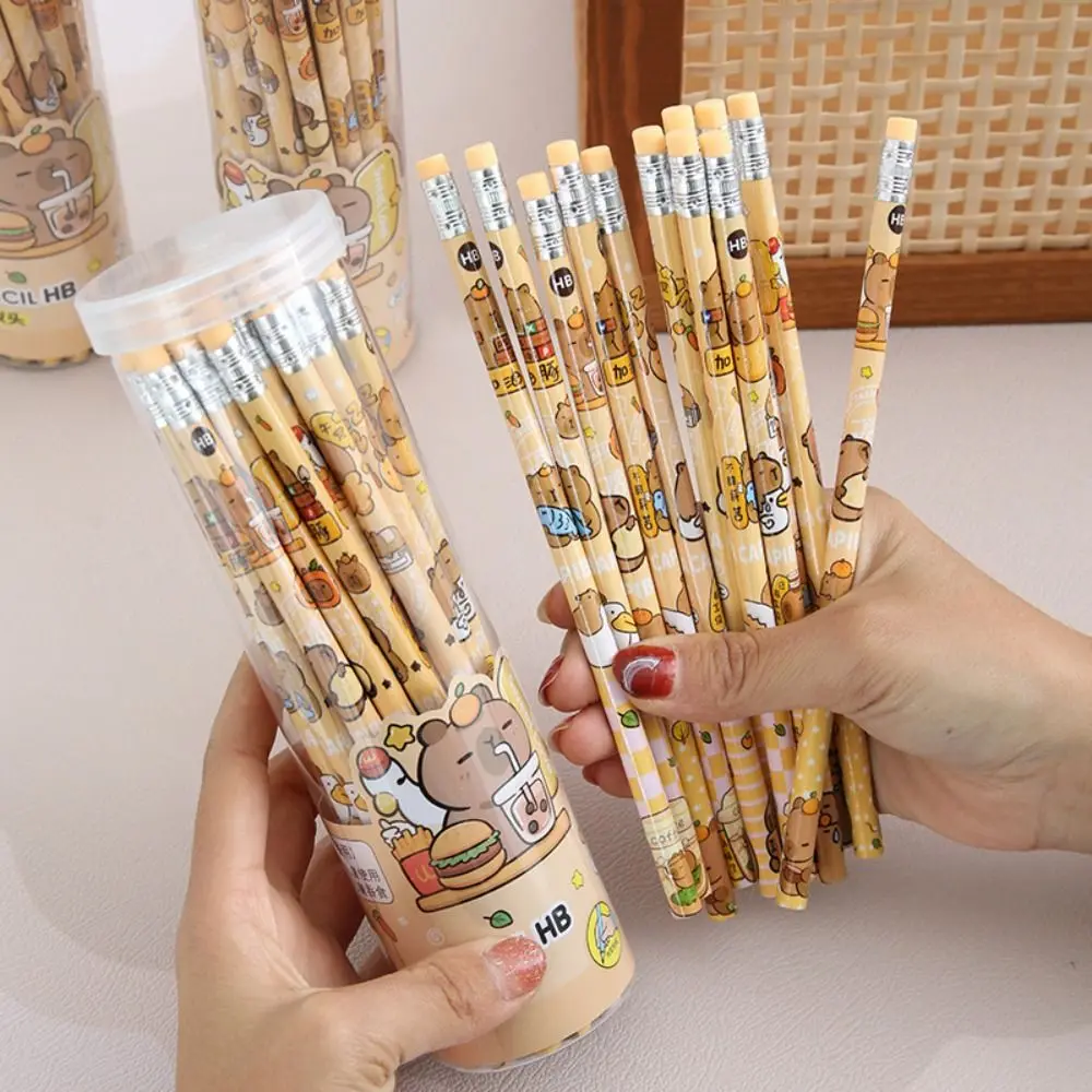 

30 шт./компл., милые карандаши Capybara HB, деревянные с ластиком, карандаш для рисования, мультяшный карандаш для рисования, инструменты для письма