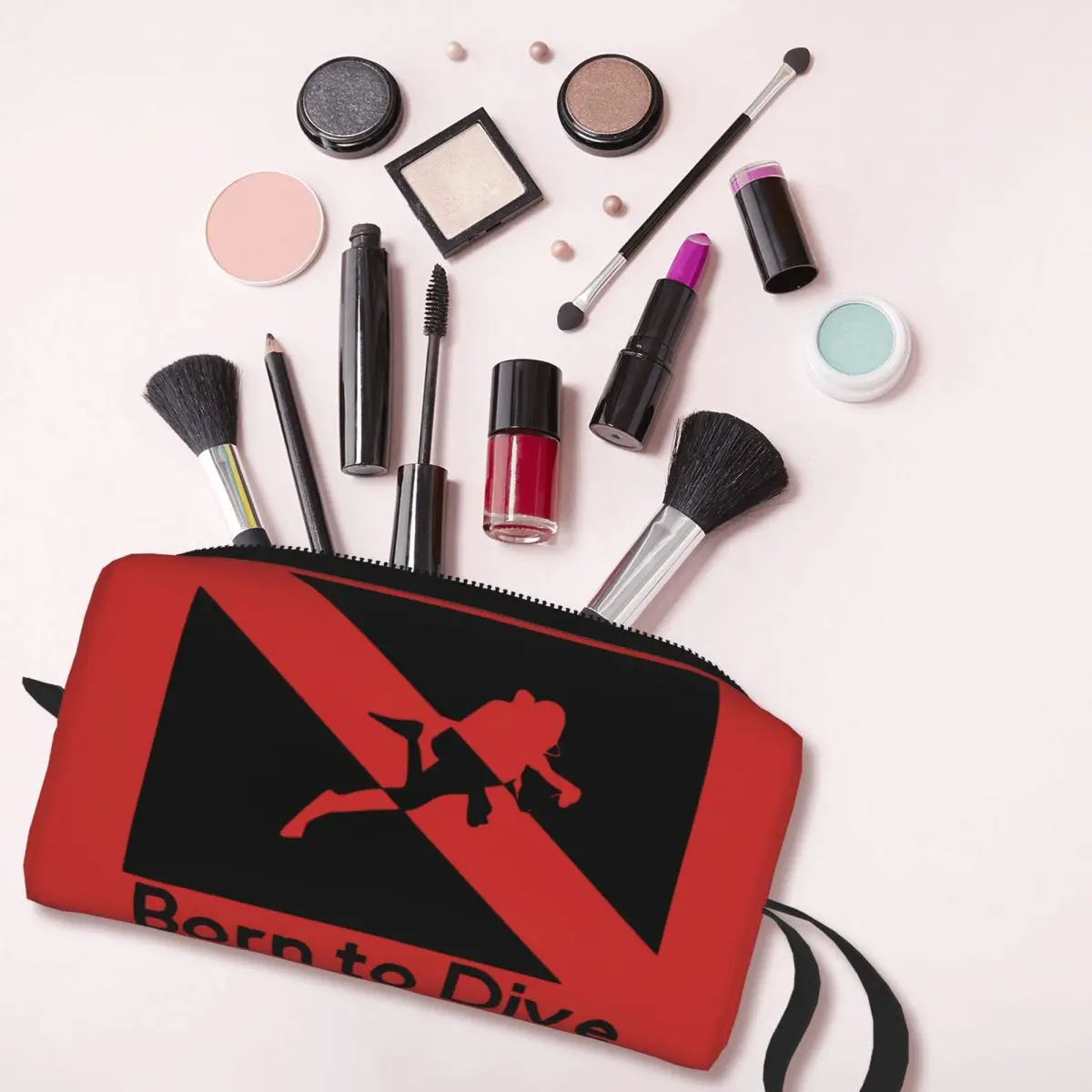 Custom Born To Dive Padi Flag Cosmetische Tas Grote Capaciteit Duiken Make-Up Case Beauty Opbergen Toilettassen Dop Kit Case Box